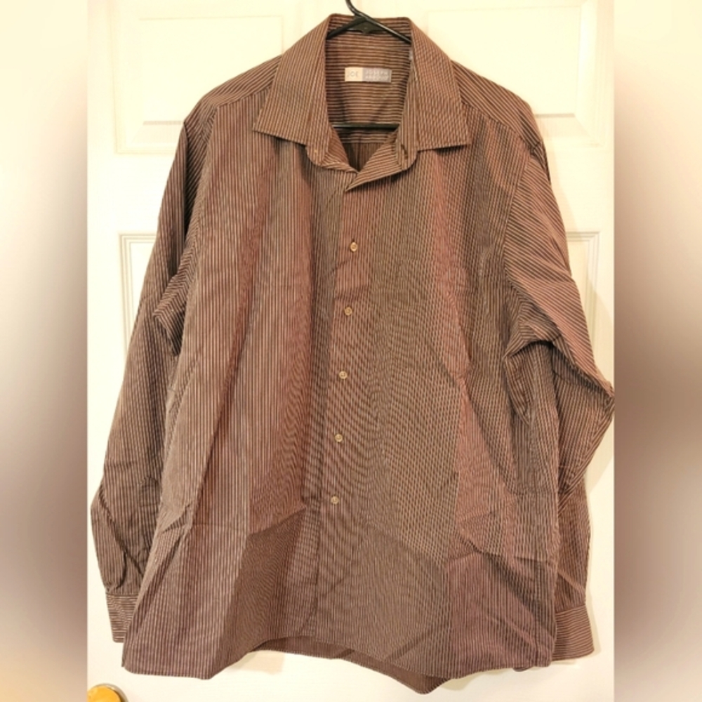 Joseph Abboud Brown Pinstrip Button Down Dress Shirt size 17 36/37